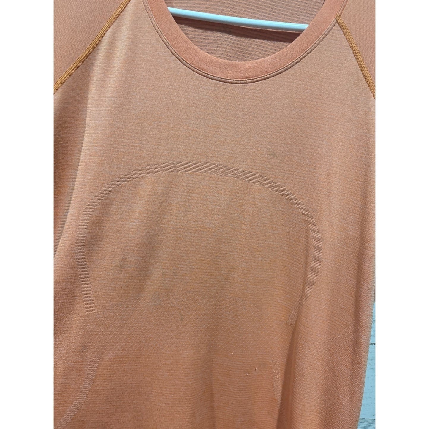 Lululemon Swiftly Tech Short Sleeve Women 14 Orange Mesh Knit Athletic GUC2
