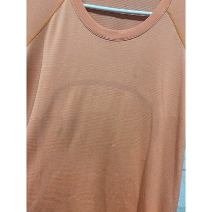Lululemon Swiftly Tech Short Sleeve Women 14 Orange Mesh Knit Athletic GUC2