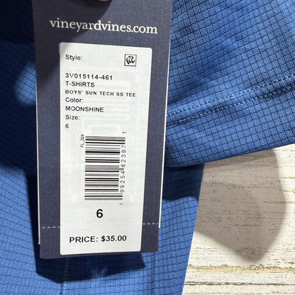 Vineyard Vines Sun Tech Tee Boys Size 6 Blue Performance Activewear NWT9