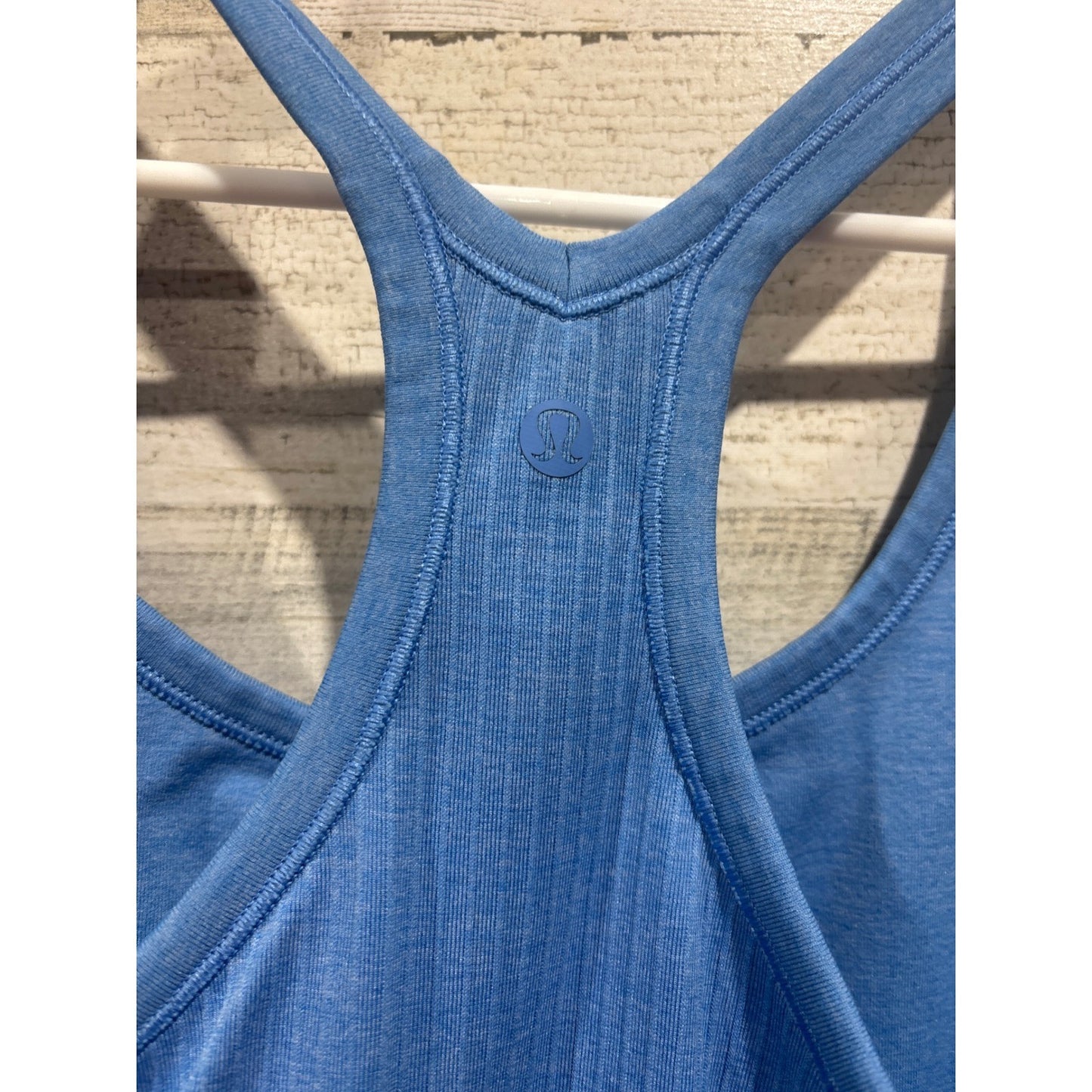 Lululemon Ebb to Street Tank Women 12 Blue Ribbed Racerback Yoga1