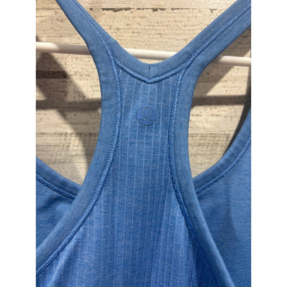 Lululemon Ebb to Street Tank Women 12 Blue Ribbed Racerback Yoga1