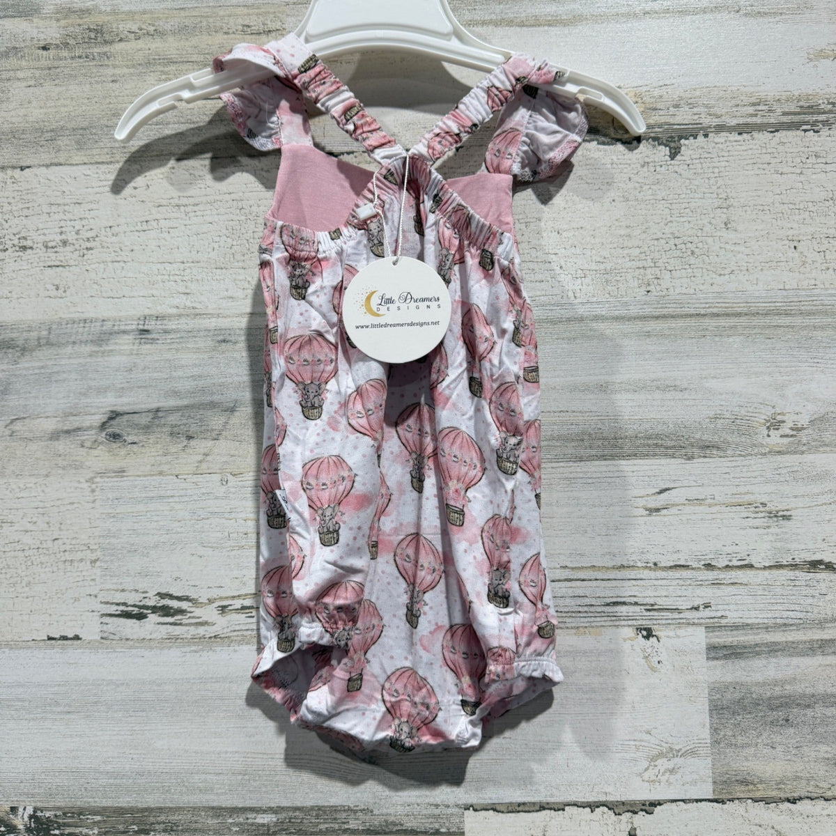 Little Dreamers Designs Hot Air Balloon Romper Girls 12-18M Pink Bamboo Boho2