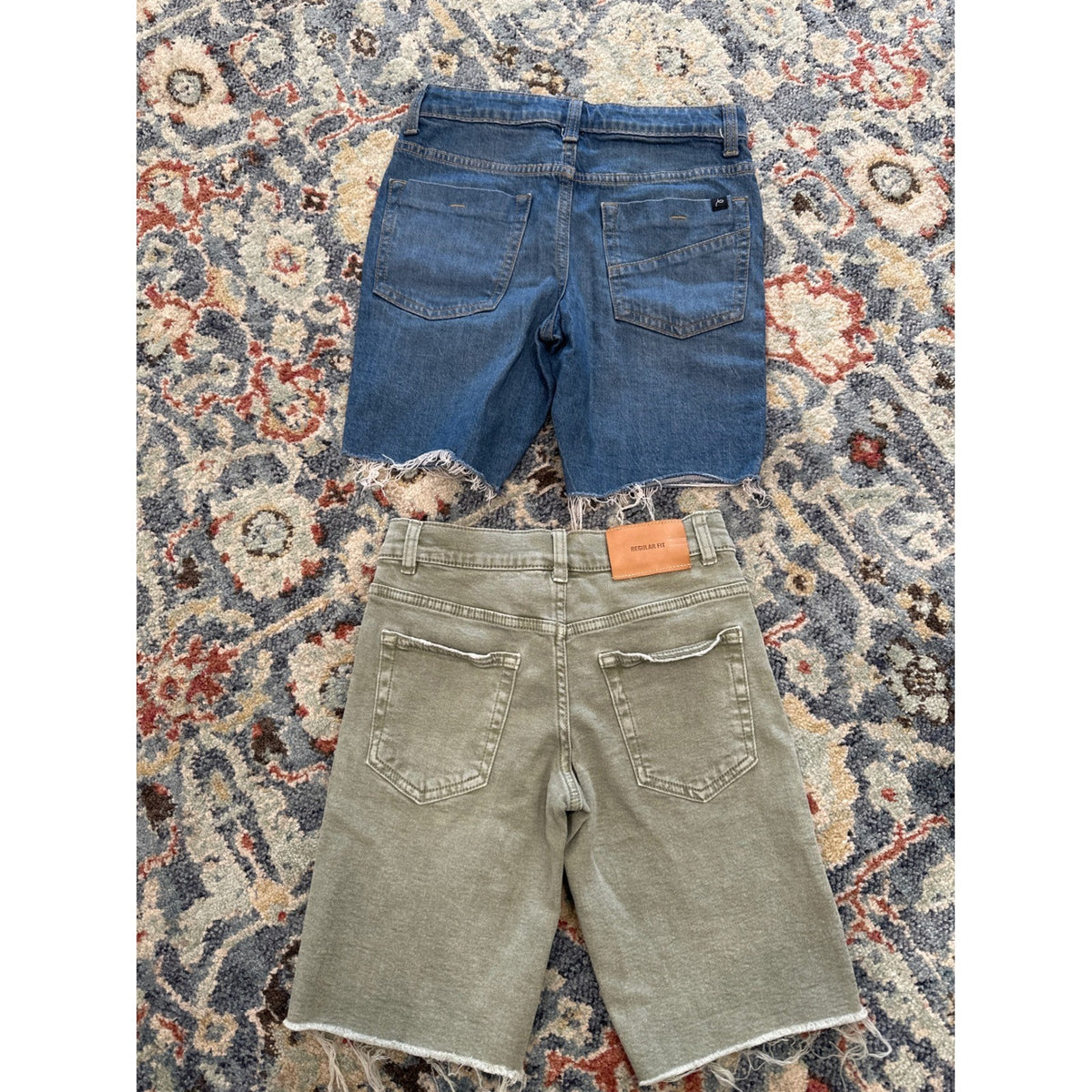 Zara Art Class Denim Shorts Bundle Boys Size 8 / 9  Green Blue Raw Hem Cutoff2