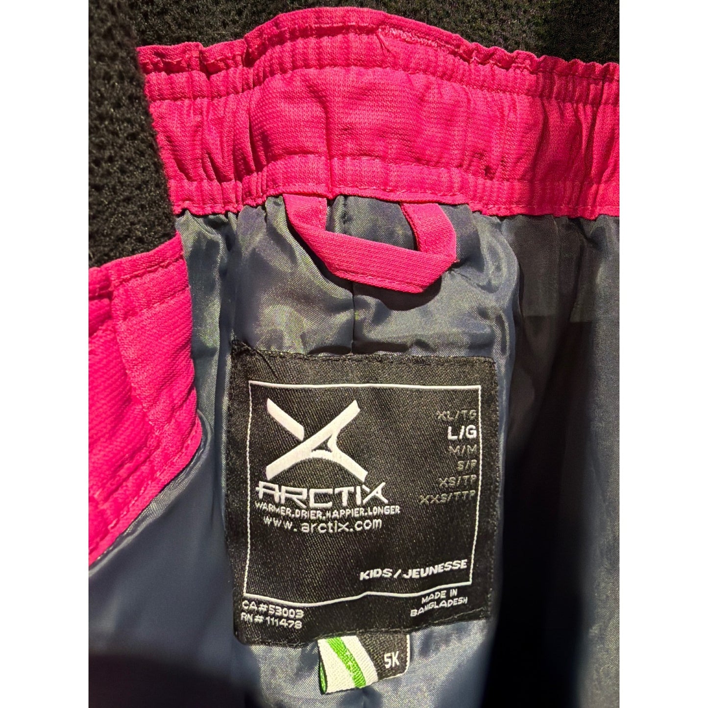 Arctix Snow Bib Overalls Girls Large Pink Black Insulated Ski Pants GUC*9
