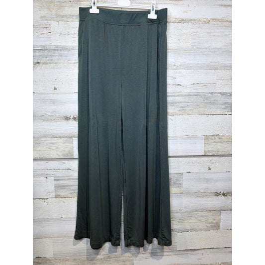 Lou & Grey Wide Leg Pants Women Large Green Signature Soft Loungewear EUC0
