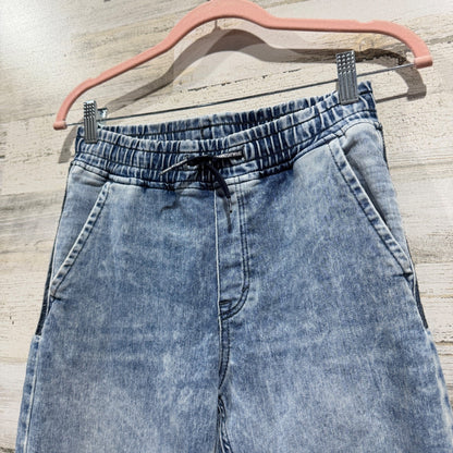 H&M Moto Jogger Denim Pants Kids 12-13Y Blue Acid Wash Cotton Blend Streetwear1