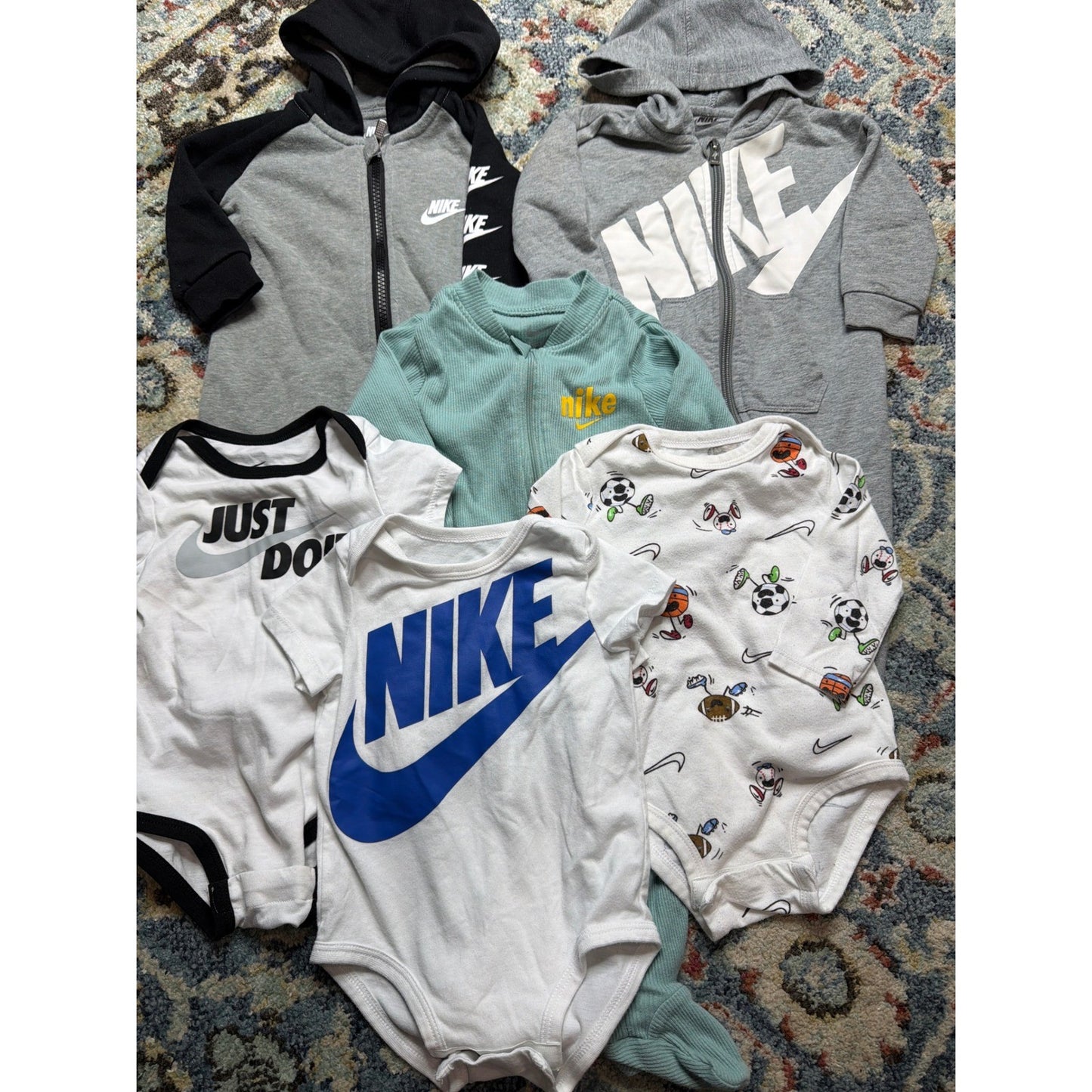 Nike Romper Bodysuit Bundle Boys 6M 9M Gray White Teal Sporty Athleisure GUC0