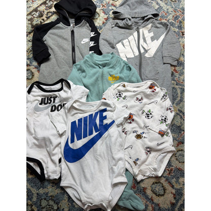 Nike Romper Bodysuit Bundle Boys 6M 9M Gray White Teal Sporty Athleisure GUC0