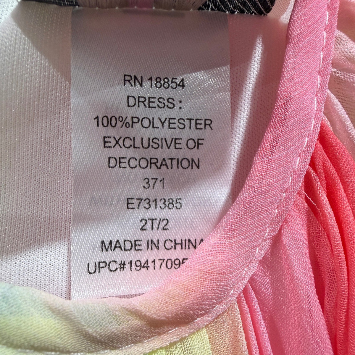 Rare Editions Pleated Rainbow Dress Girls 2T Multi Color Polyester Whimsical EUC2