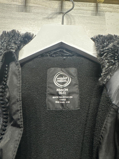 Black Fleece Lined Jacket Wonder Nation Kids XS 4-5 EUC1