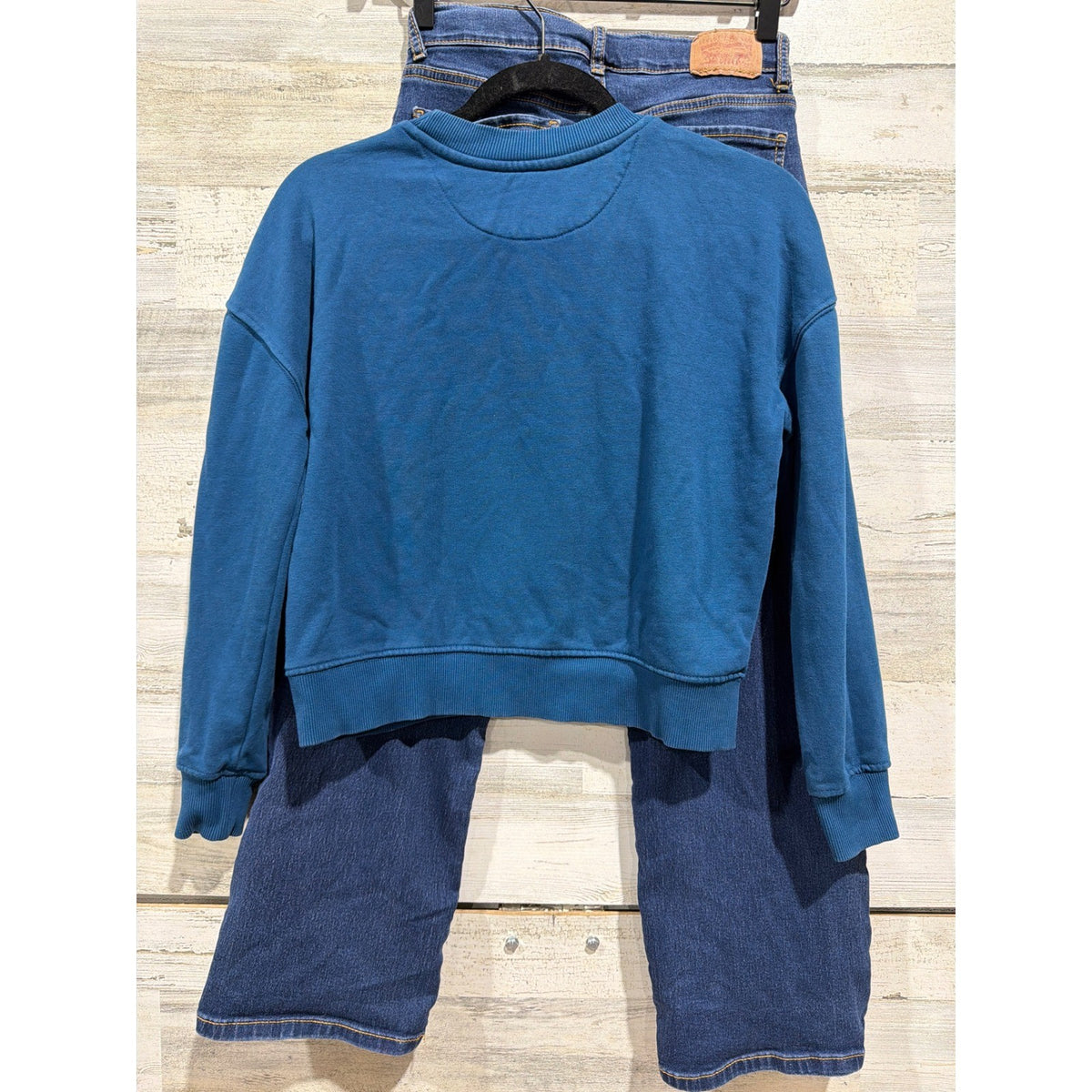 FRANKI Levi's Sweatshirt Jeans Outfit Girls 12 Blue Wide Leg Skater EUC6