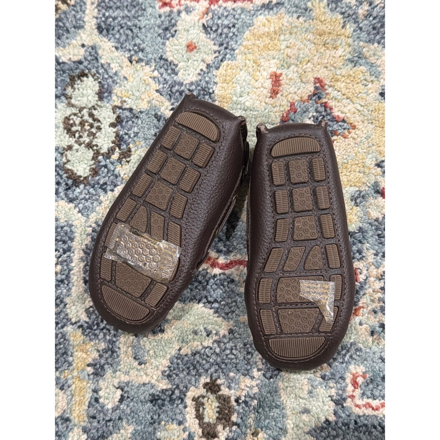 Janie and Jack Loafers Boys Size 7 Brown Pebbled Leather Driving Mocs1