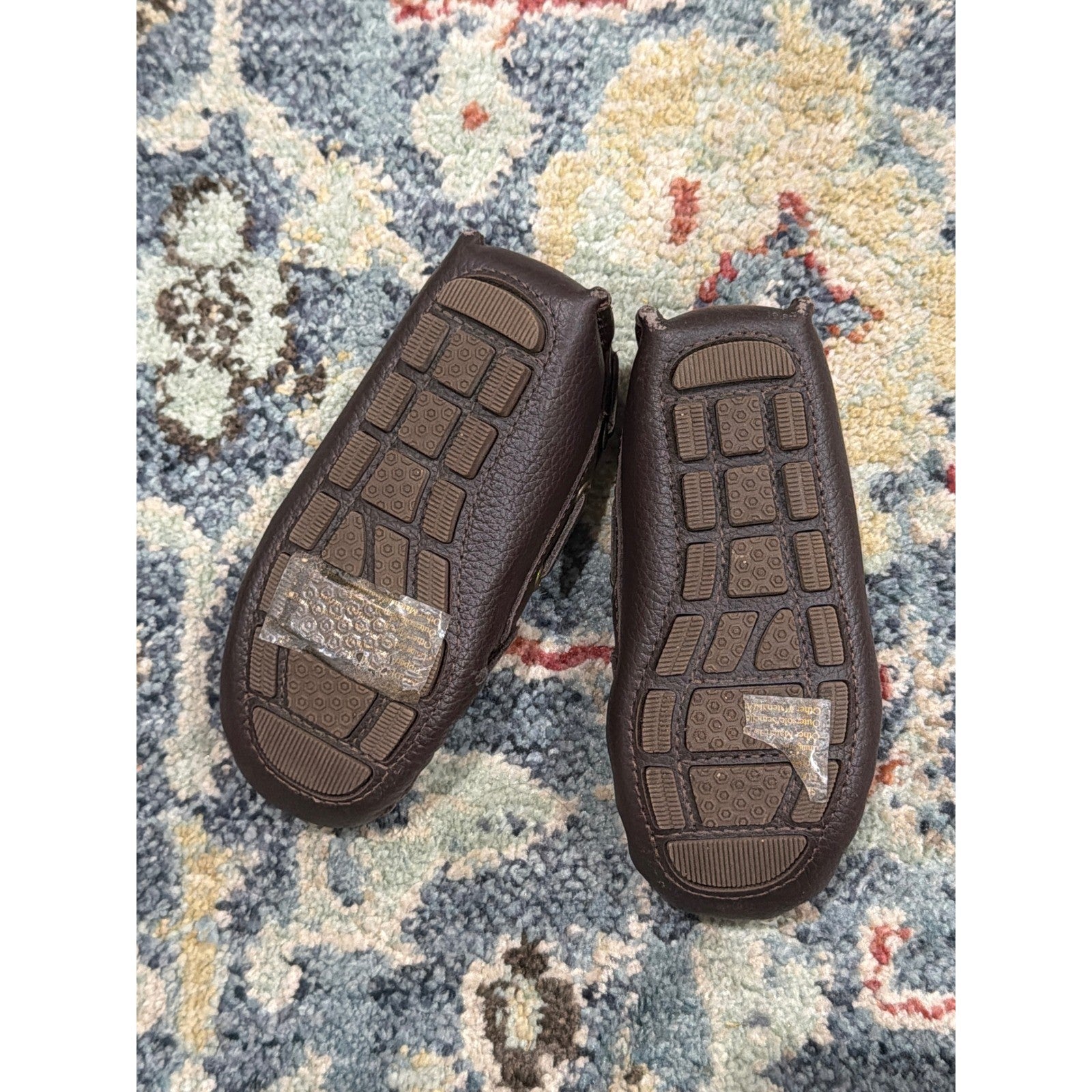 Janie and Jack Loafers Boys Size 7 Brown Pebbled Leather Driving Mocs1