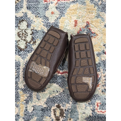 Janie and Jack Loafers Boys Size 7 Brown Pebbled Leather Driving Mocs1