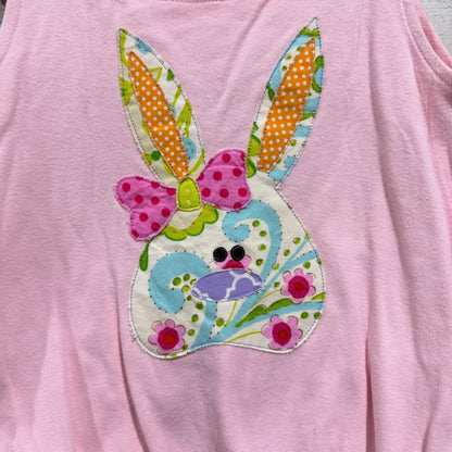AE Romper Girls 2T Pink Bunny Patchwork Ruffle Easter Spring1