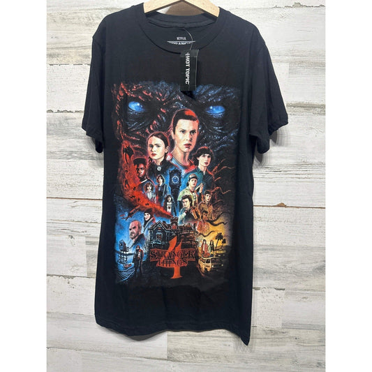 Netflix Stranger Things 4 T-Shirt Men XS Black Season 4 Cast Graphic NWT0