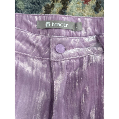 Tractr Cargo Pants Girls 7 Lavender Crushed Velvet Wide Leg EUC1