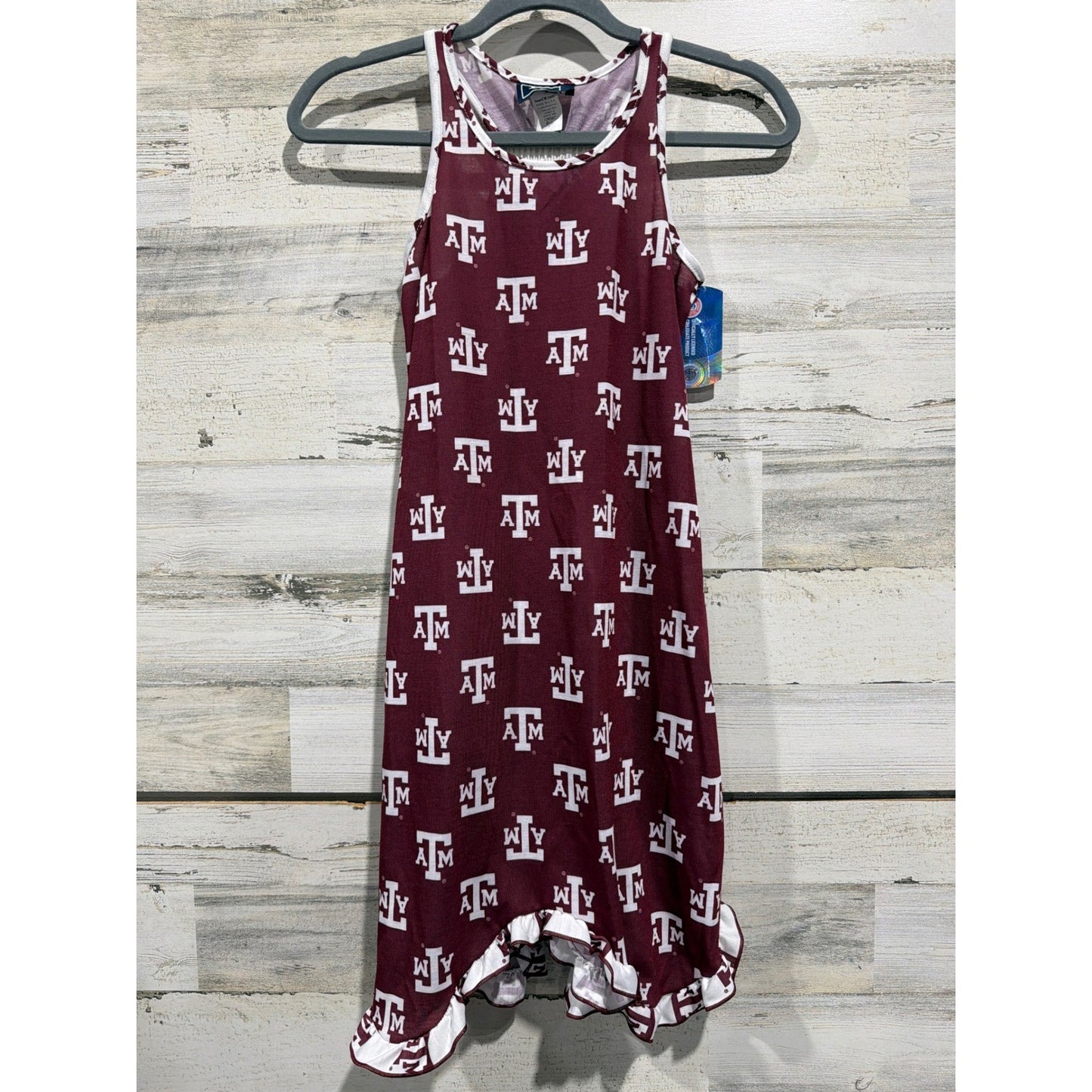 TJ's PJs Nightgown Girls 7 Maroon Texas A&M Aggies Ruffle Sleepwear NWT0