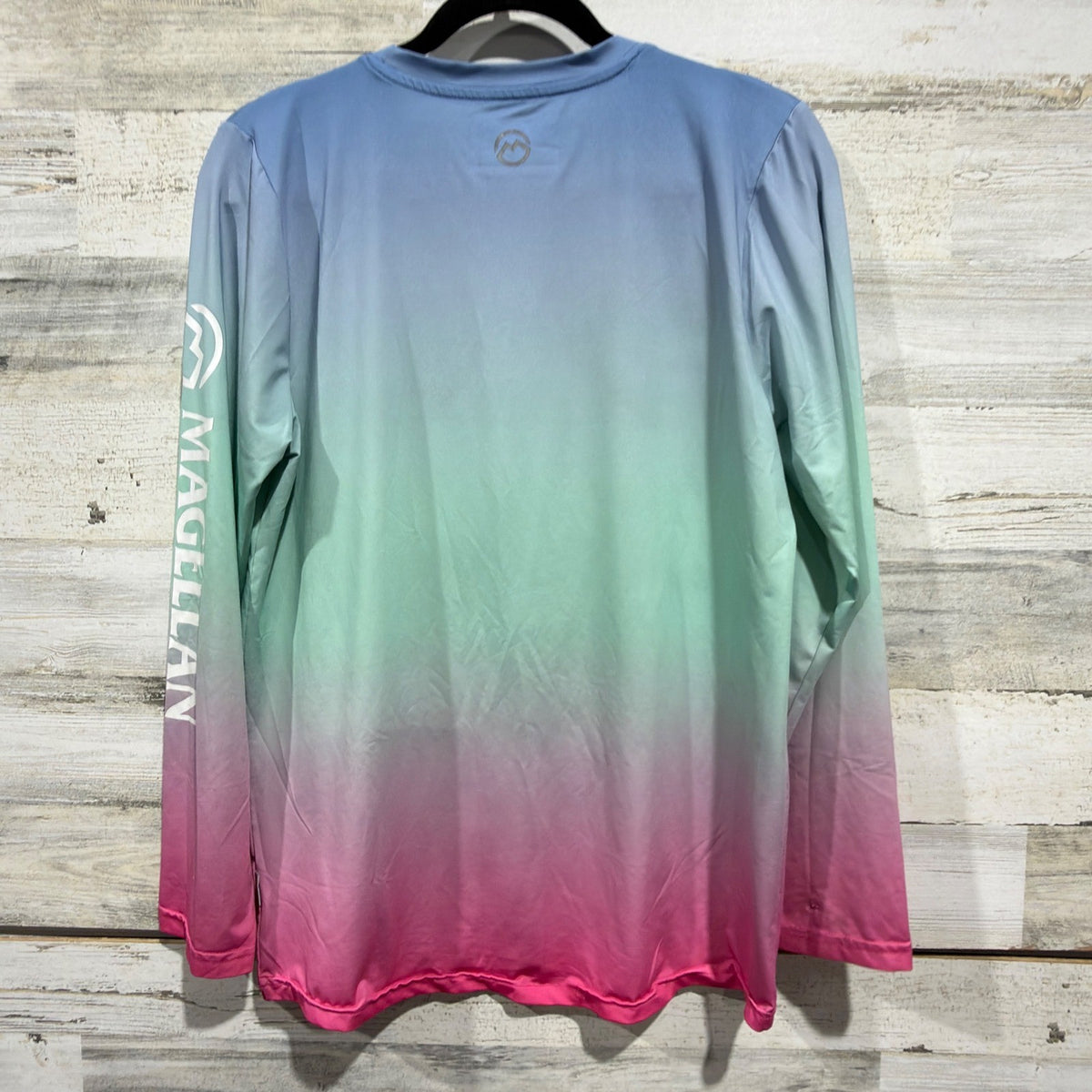 Magellan Outdoors Fishing Shirt Girls XL Blue Green Pink Ombre *Flawed5