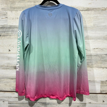 Magellan Outdoors Fishing Shirt Girls XL Blue Green Pink Ombre *Flawed5
