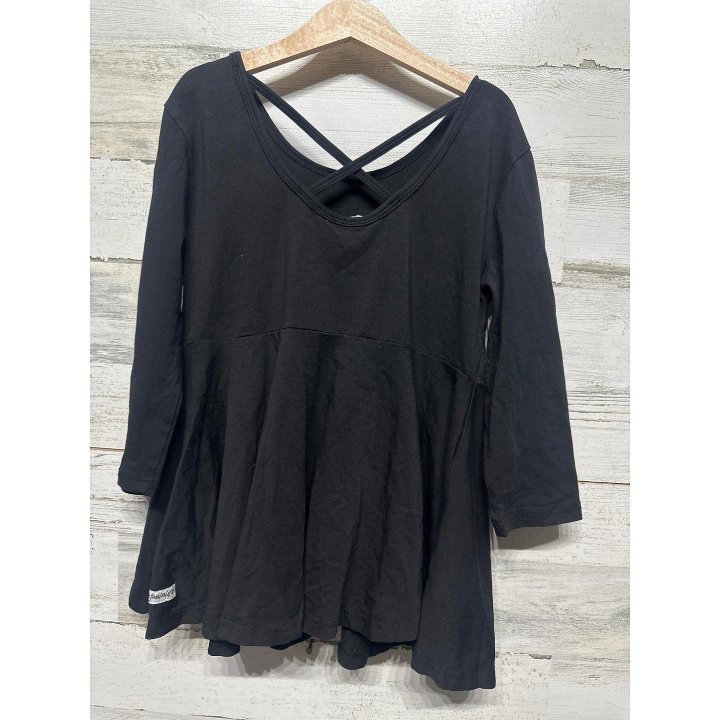 Little Fashionista Boutique Tunic Girls 12 Black Criss Cross Peplum Ballet EUC1