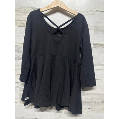 Little Fashionista Boutique Tunic Girls 12 Black Criss Cross Peplum Ballet EUC1