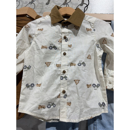 Cat & Jack Carter's Outfit Bundle Boys 18M Fall Neutral Hay Tractor Football Lot1