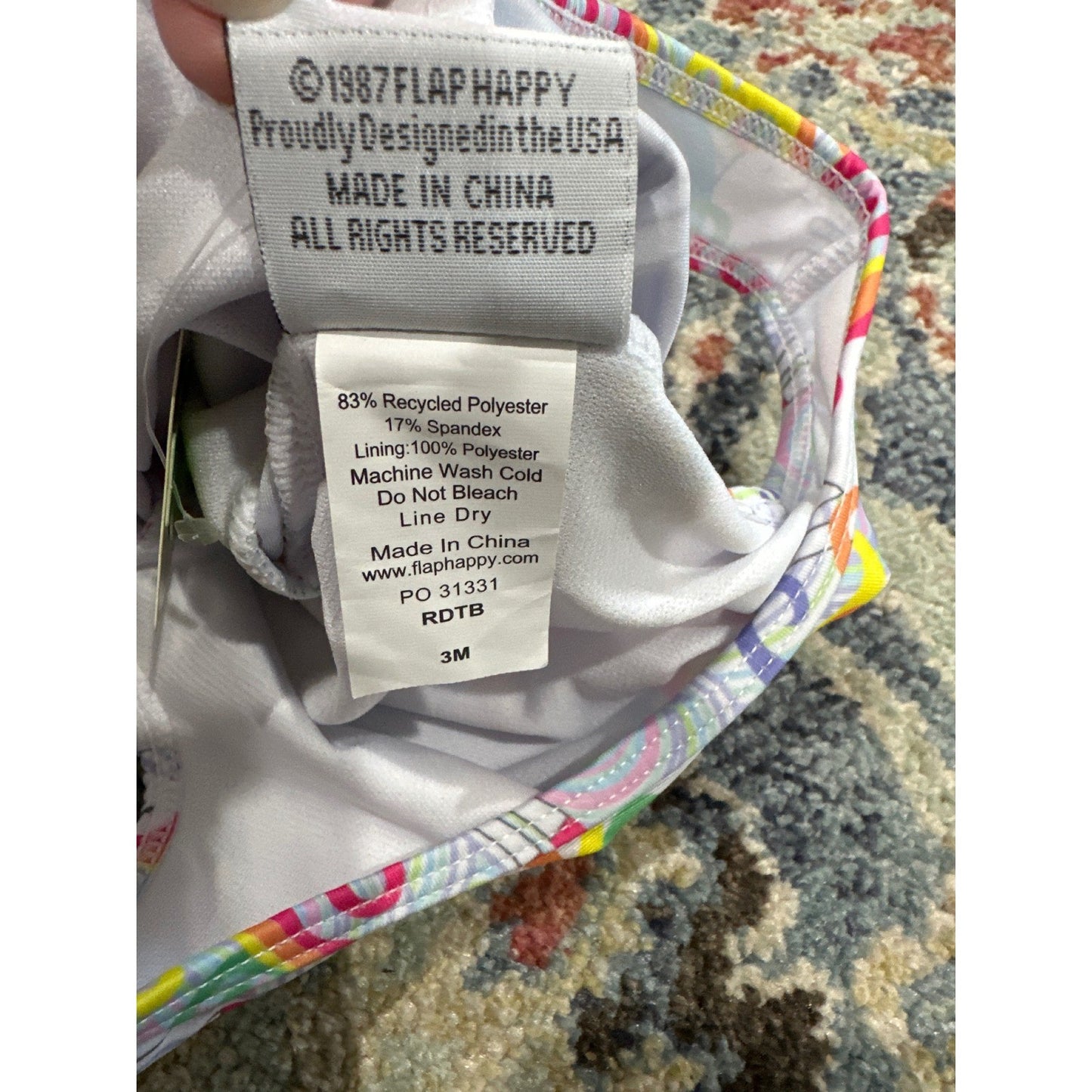Flap Happy One Piece Swimsuit Girls 3M Multicolor Unicorn Rainbow Ruffle NWT5