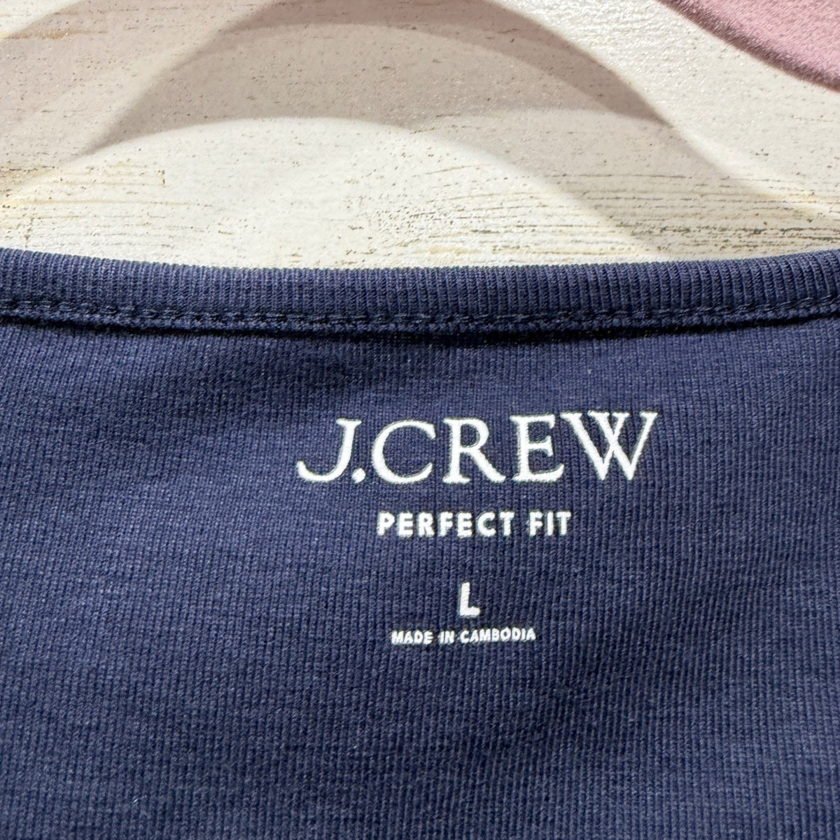 J.Crew Perfect Fit Tee Women Large Navy Blue 100% Cotton Classic Basic EUC1