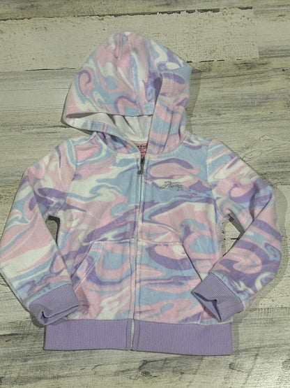 Juicy Couture Hoodie Girls 3T Pastel Marble Swirl Velour Zip Up EUC0