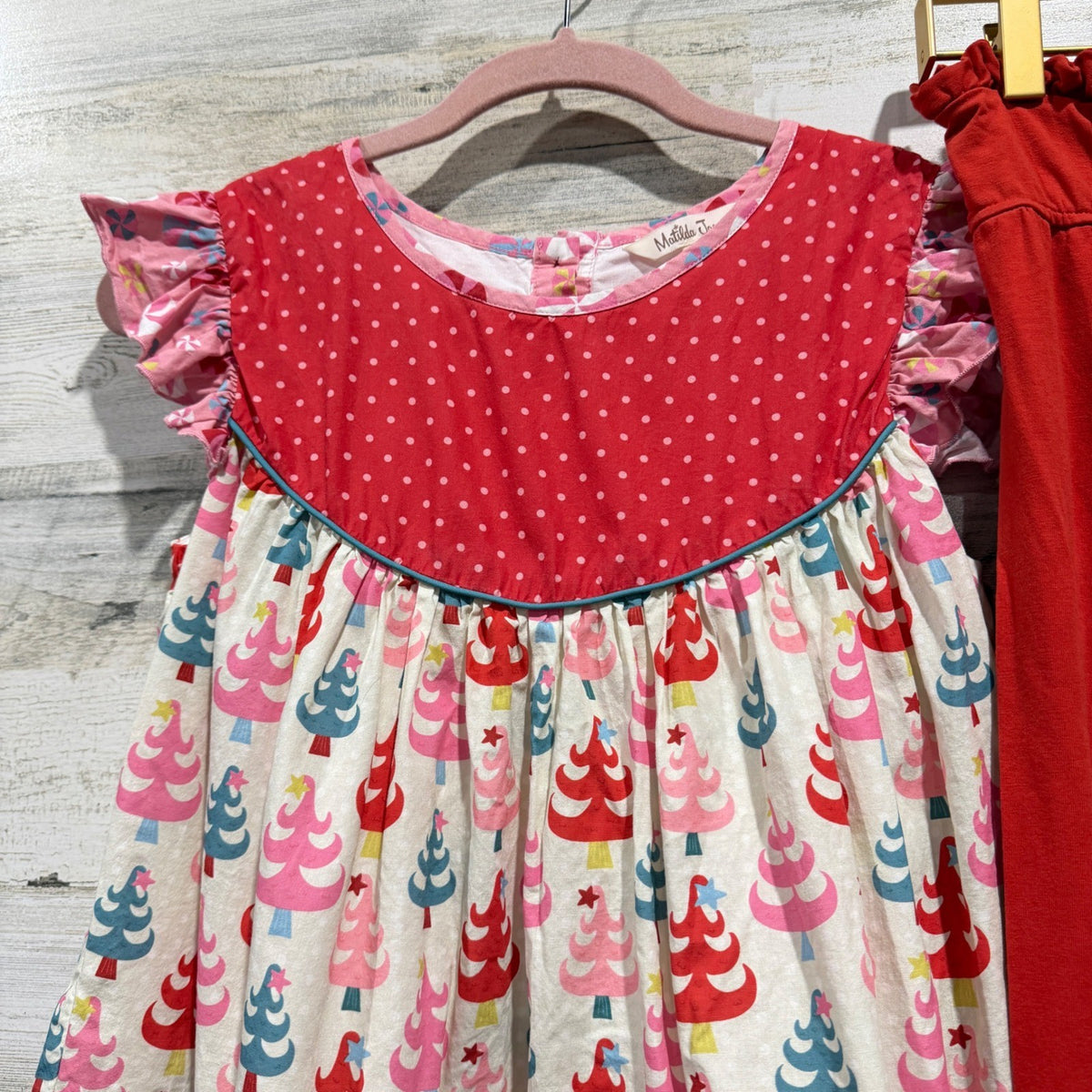 Matilda Jane Tunic Pants Set Girls 16Y Red Christmas Tree Ruffle Holiday EUC5