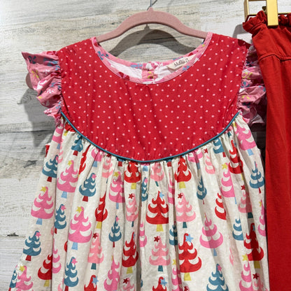 Matilda Jane Tunic Pants Set Girls 16Y Red Christmas Tree Ruffle Holiday EUC5