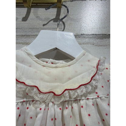 Vintage Bundle Peaches and Cream Western Shirt Dress Girls 12M Red White *Flawed4