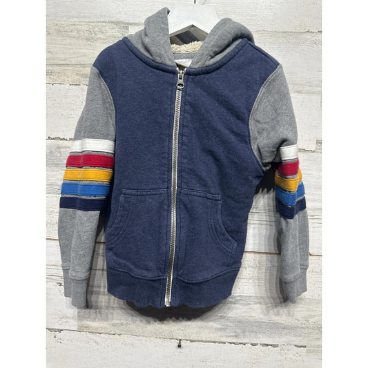 Hanna Andersson Zip Hoodie Boys 4 Navy Grey Rainbow Stripe0