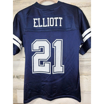 Dallas Cowboys Jersey Boys Medium Navy Blue Ezekiel Elliott 21 NFL EUC4
