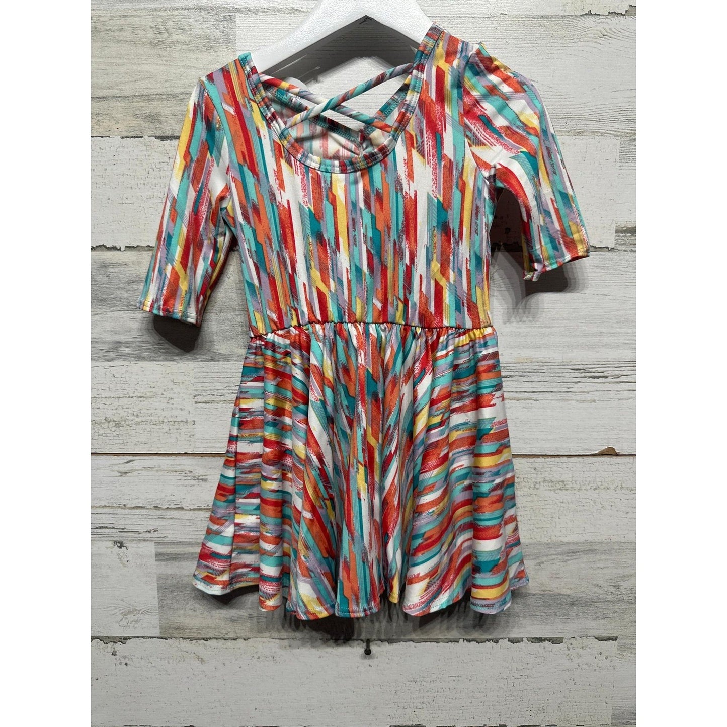 Dot Dot Smile Ballerina Dress Girls 2T Multicolor Geometric Strappy Back NWT0