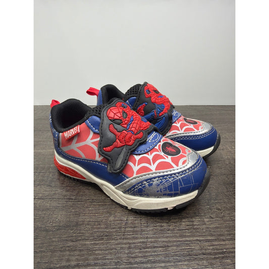 Ground Up Spider-Man Shoes Toddler 8 Blue Red Light Up Marvel Sneaker EUC0