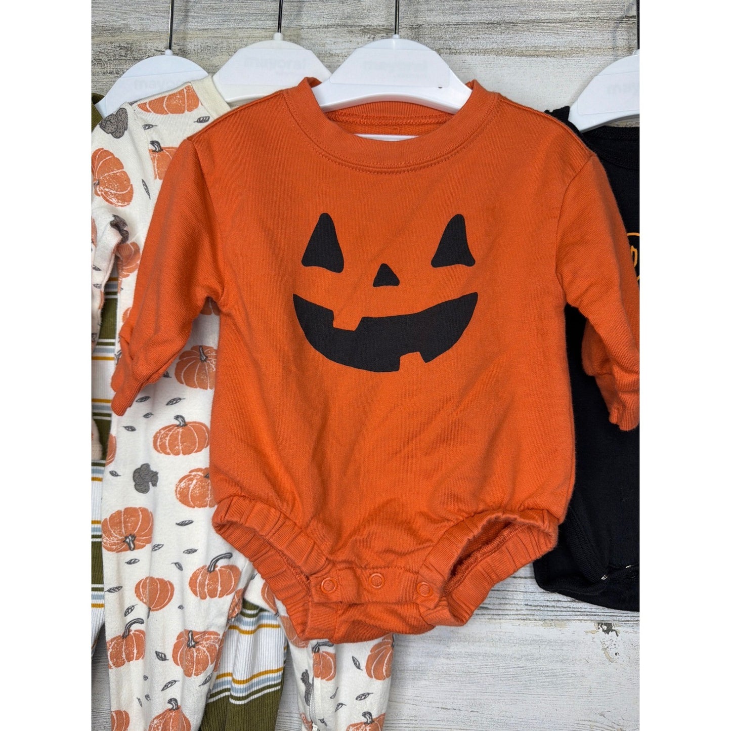 Halloween Fall Lot Boys 0/3M 3M Orange Black Pumpkin Boo1
