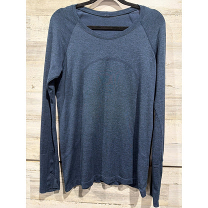 Lululemon Swiftly Tech Long Sleeve 2.0 Women Size 12 Blue Heathered EUC0