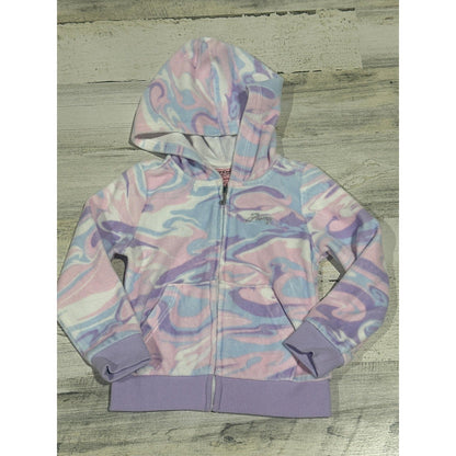 Juicy Couture Hoodie Girls 3T Pastel Marble Swirl Velour Zip Up EUC0