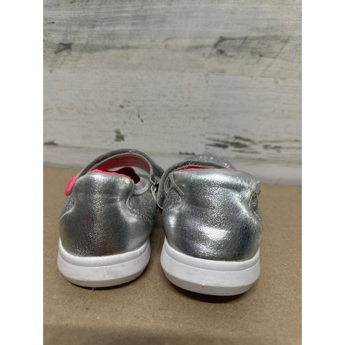 Cat & Jack Mary Jane Sneakers Girls 12 Silver Glitter Sparkly GUC3