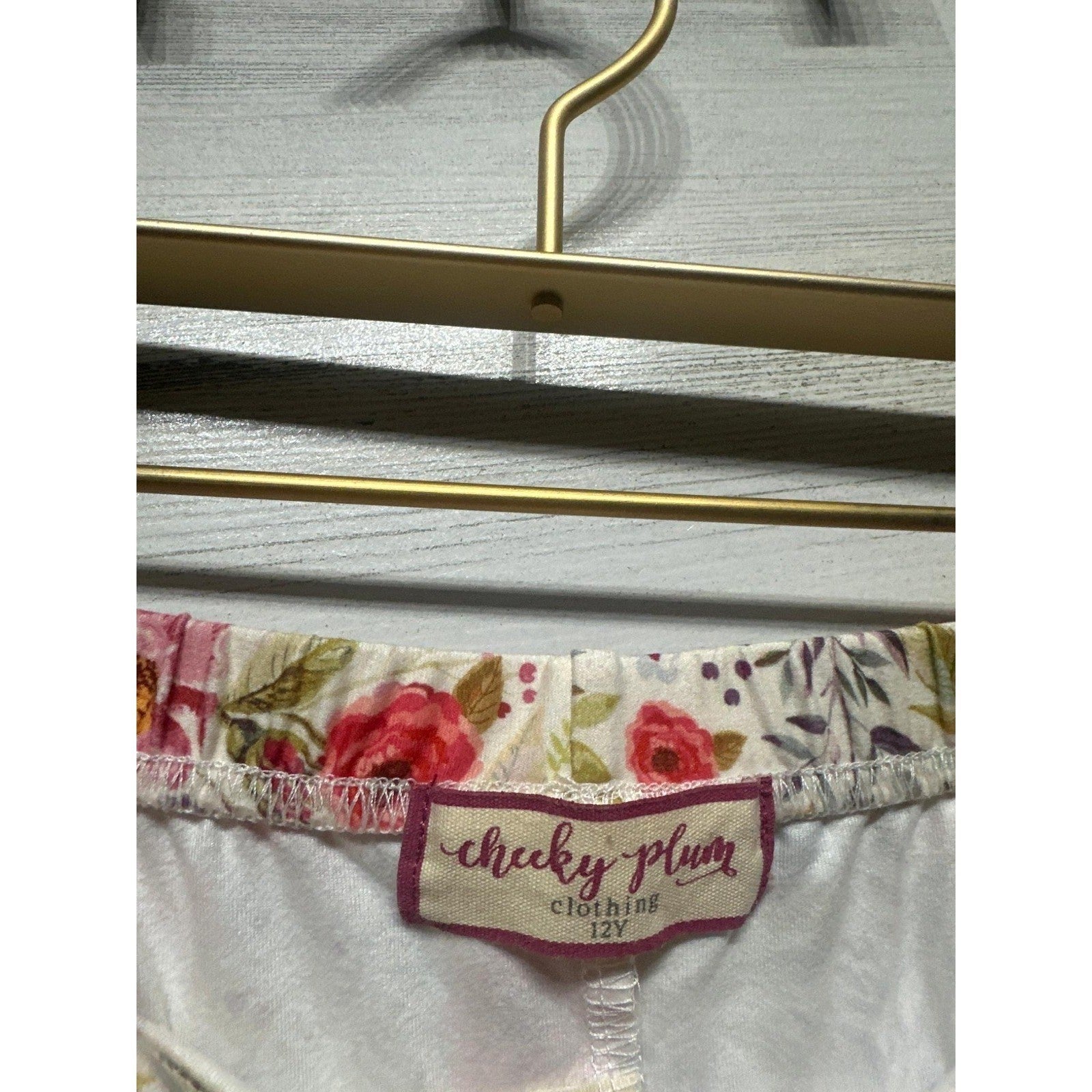 Cheeky Plum Leggings Girls 12 Pink Floral Stretch Elastic Waist EUC2