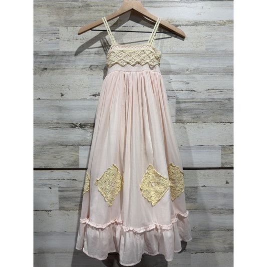 Well Dressed Wolf Daydream Dress Girls Size 7 Pink Lace Boho Cottagecore0