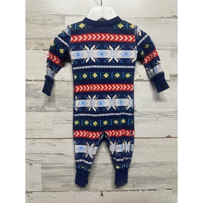 Hanna Andersson Pajamas Kids 3-6M Navy Fair Isle Snowflake Organic Cotton EUC1