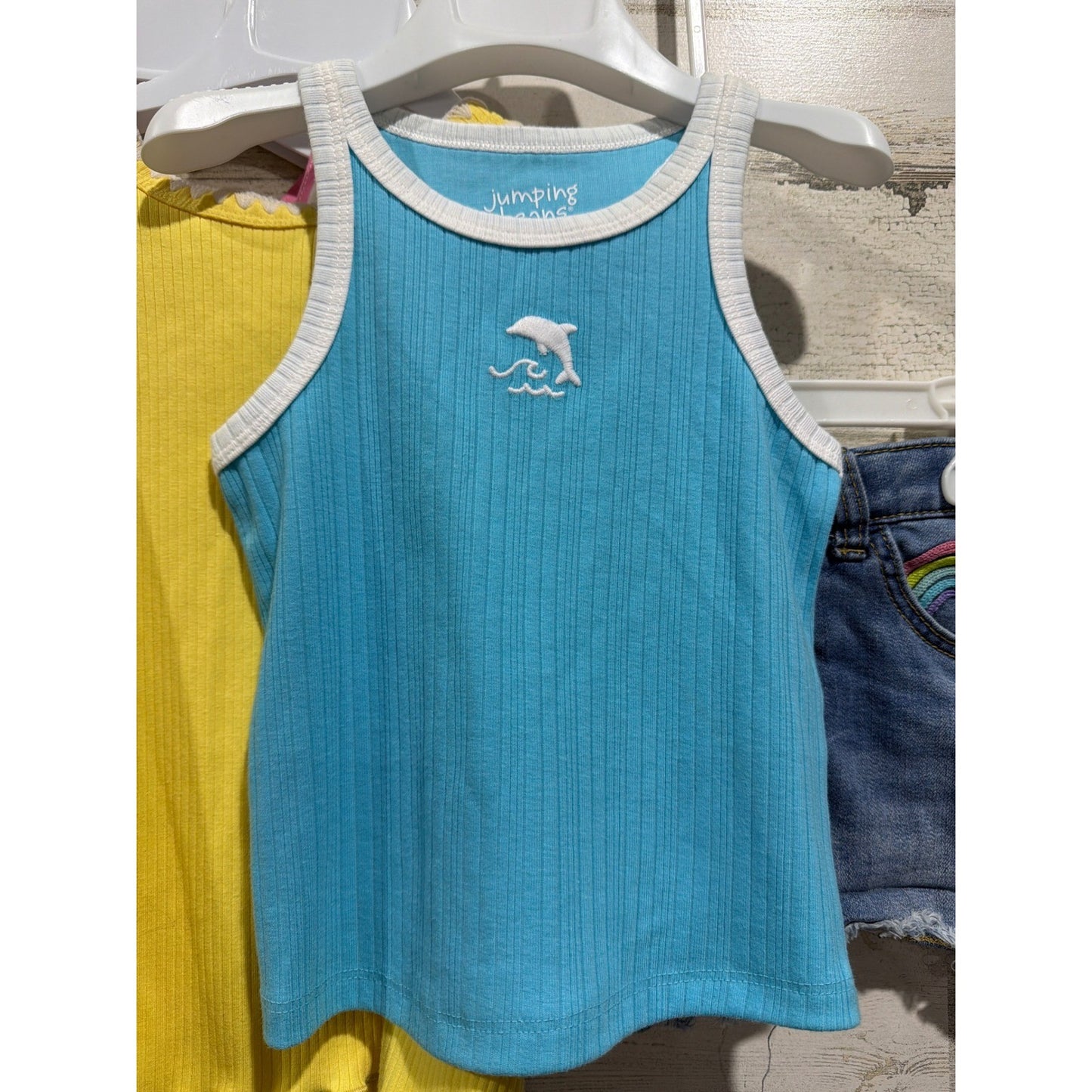 Cat & Jack Jumping Beans Girls 5T Color Summer Shorts Tank Overalls1