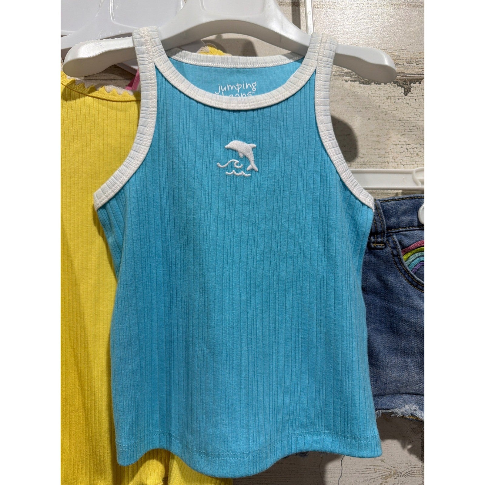Cat & Jack Jumping Beans Girls 5T Color Summer Shorts Tank Overalls1