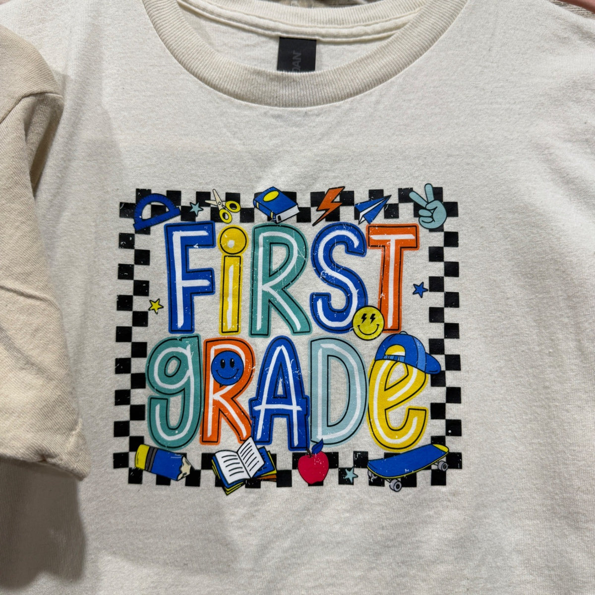 First Grade Graphic Tee & Joggers Bundle Boys Small Cotton Flawed*3