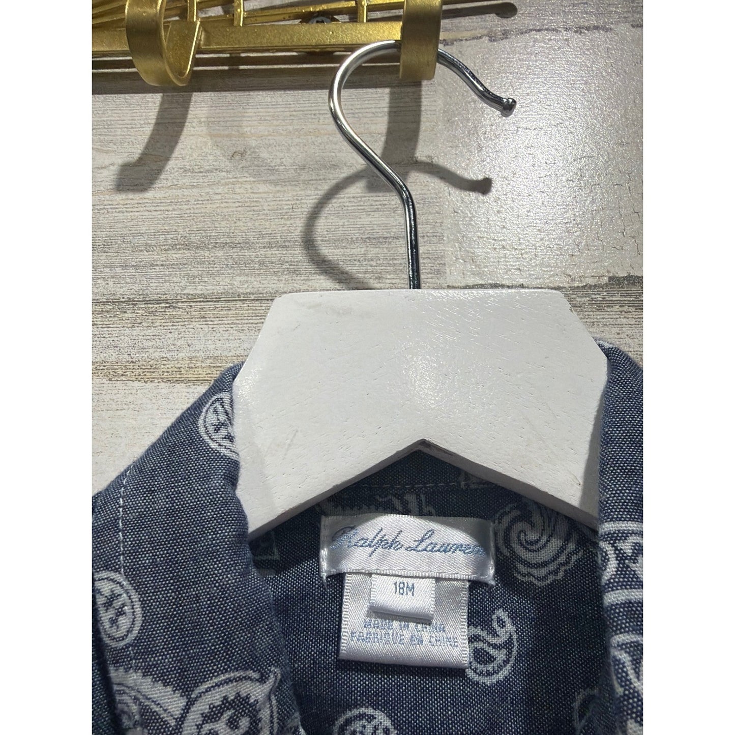 Ralph Lauren Lucky Brand Shirts Boys 18M Blue Western Denim Paisley EUC2