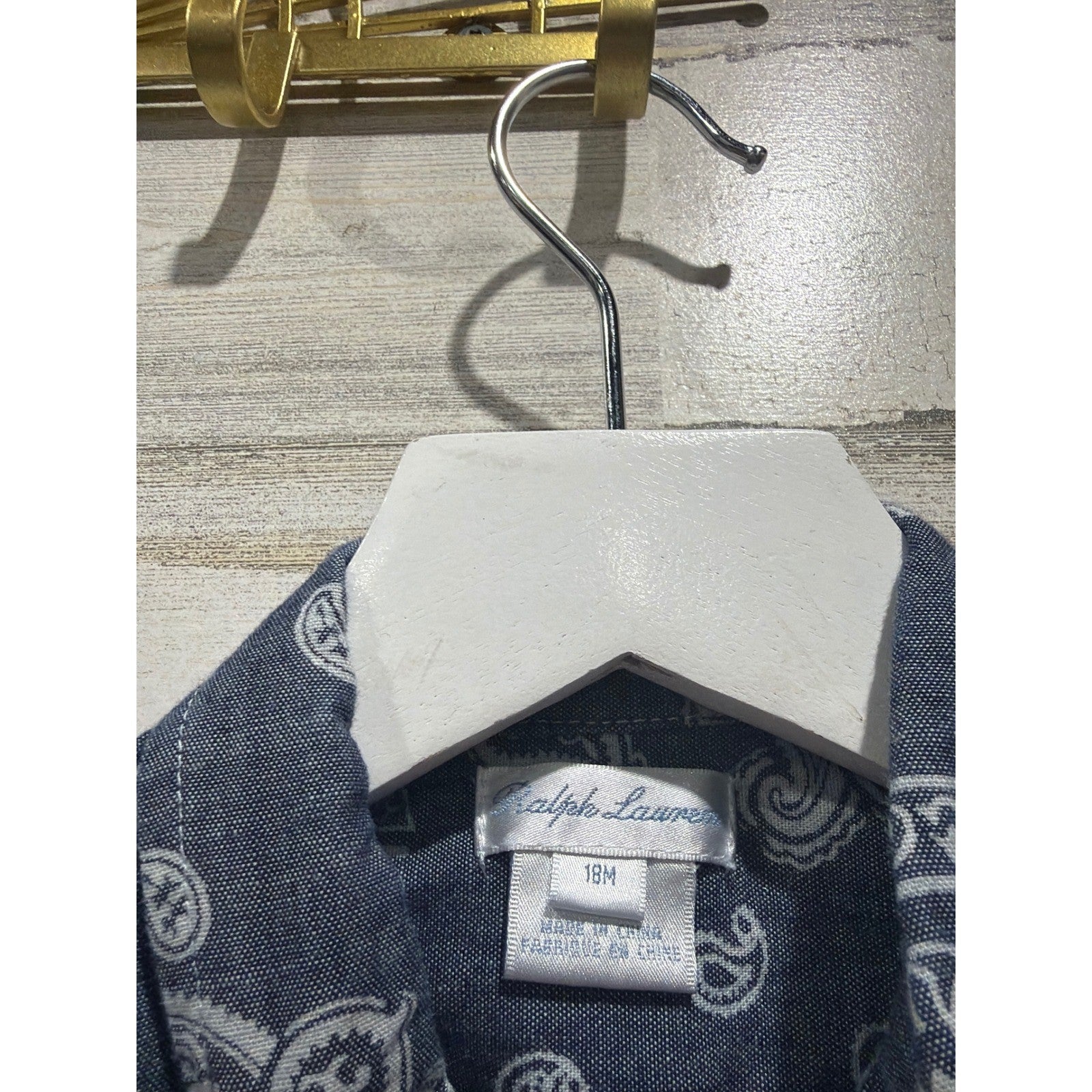 Ralph Lauren Lucky Brand Shirts Boys 18M Blue Western Denim Paisley EUC2