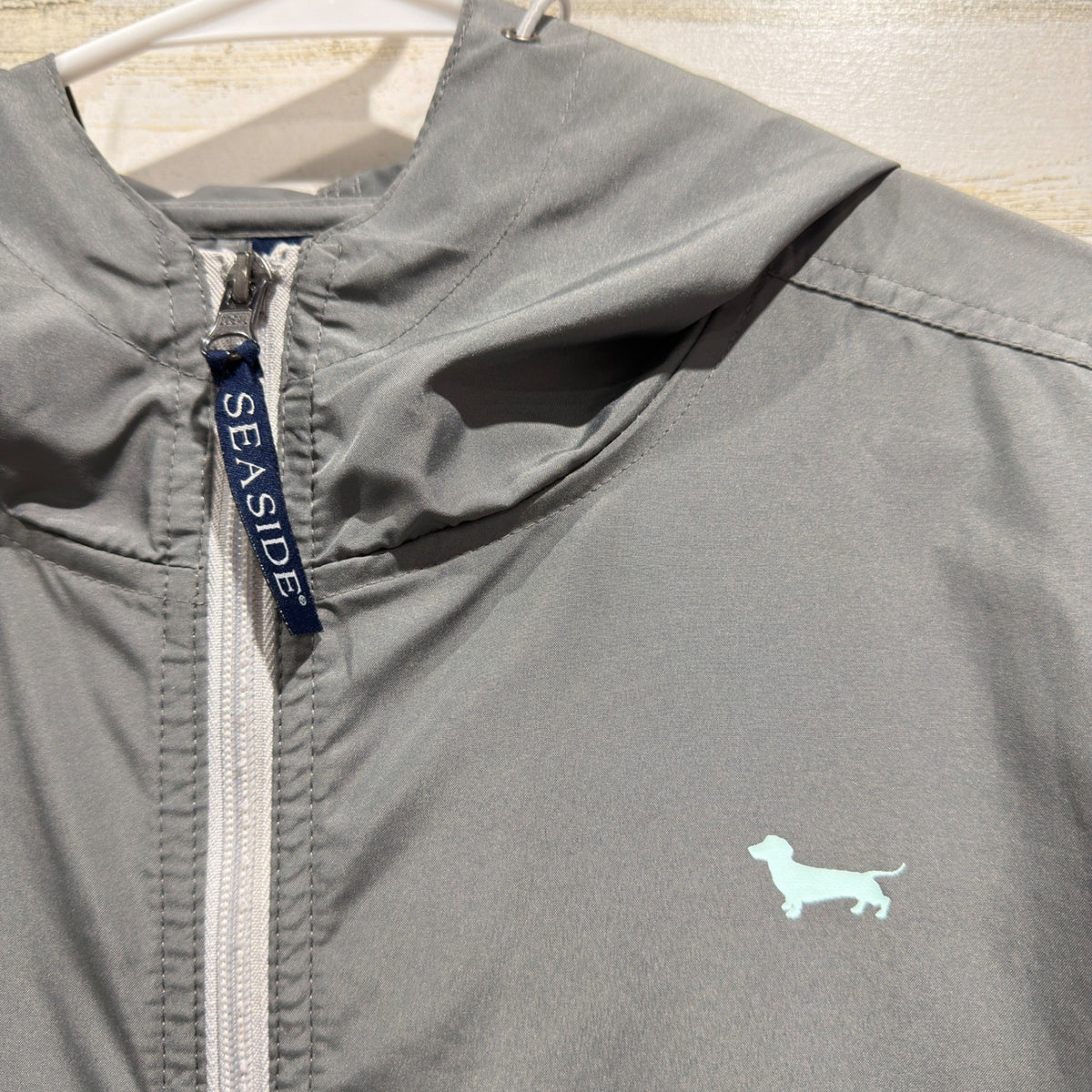 Charles River Seaside Windbreaker Women XS Grey Dachshund Quarter Zip EUC1
